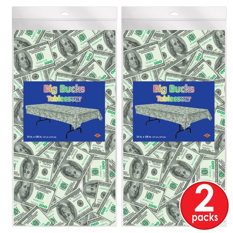 Beistle 2 Piece Plastic Rectangular Big Bucks Dollar Bill Money