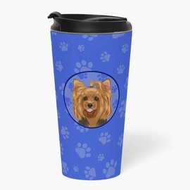 Caroline's Treasures WDK1217TBL215 Yorkie Black and Gold #1 Stainless Steel 16 oz Tumbler, Blue Insulated Tumbler with Lid, Cute Travel Cup for Coffee, Cocktails, Gift Men, Dad, Women, Mother