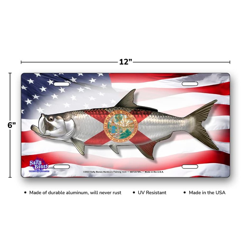 Salty Bones Florida Tarpon on American Flag License Plate