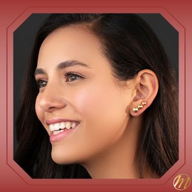 MASSETE 14k Rose Gold Ball Stud Earrings for Women and Girls Nickel Free 8mm