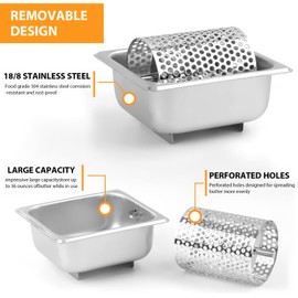 ZONJIE Stainless Steel Butter Roller, 1.5 Litre Butter Dispenser with Stand, Durable and Efficient Butter Spinner for Butter Making, Ideal for Commercial, Kitchen, Cornbread and Steaks