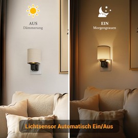 JandCase Nachtlicht Steckdose mit Dämmerungssensor, 1 Stück Nachtlicht Dimmbar 0-100 lm, 2700K Warmweißes, Nachtlicht Steckdose Kinder, LED Nachtlicht für Schlafzimmer, Küche, Flur, Babyzimmer