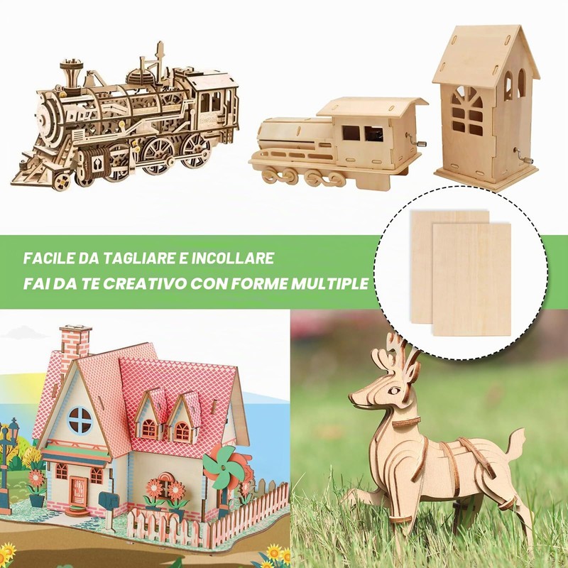 Eteamcan - Lot de 10 fogli di legno di tiglio