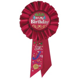 Beistle It's My Birthday Rosette Party Item, 3-1/4-Inch by 6-1/2-Inch, Red