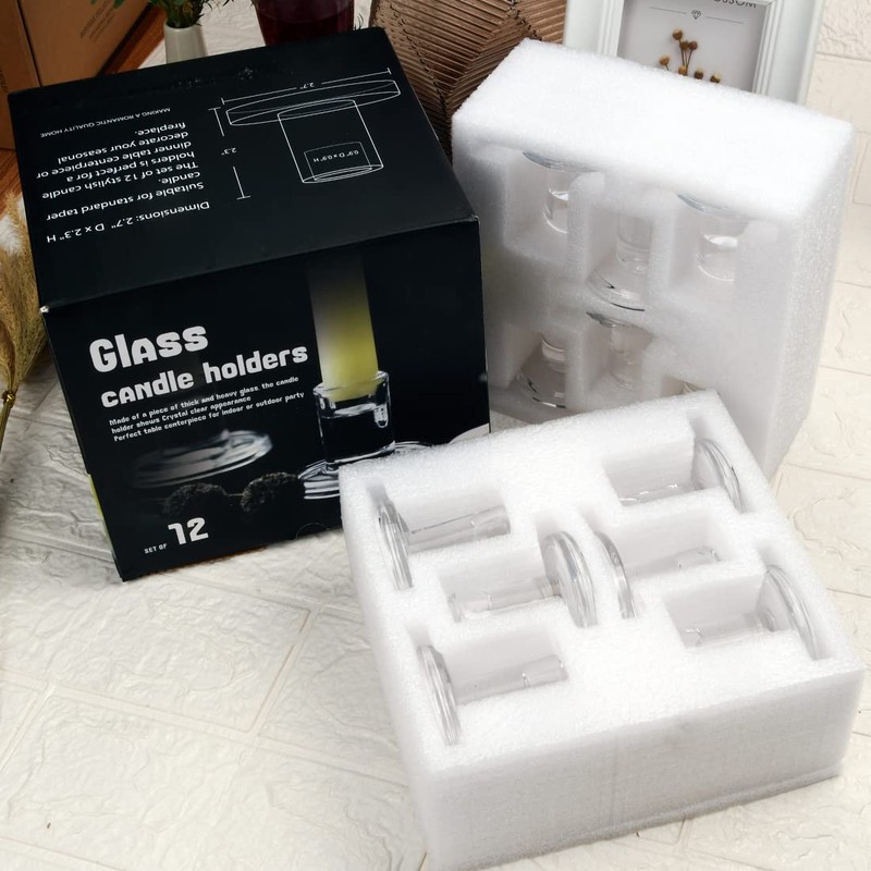 AGLARY 12pcs Taper Candle Holders, Glass Crystal Candlestick Holders Bulk,