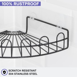 KINCMAX Corner Shower Caddy, Rustproof SUS304 Stainless Steel, Adhesive Wall Mount Double Baskets 2-pack (Matte Black)