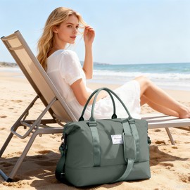 Easyjet Women's Travel Bag, Hand Luggage Bag, Sports Bag, Weekender Bag, Swimming Bag, Waterproof Travel Bag, Duffle Bag, Fitness Bag, Training Bag, Hospital Bag with Shoe Compartment, J2 Green