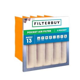 Filterbuy 24x24x12 5-Pocket Air Filter MERV 13 HVAC Replacement (1-Pack)