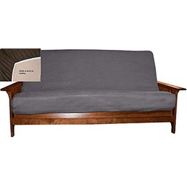 OctoRose Gray Easy Fit Fitted Futon Cover | Bonded Micro-Suede Slipcover | Sofa and Day Bed Elastic Mattress Cover | Machine-Washable No-Slip Couch Protector | Fits Queen-Sized Bed (60x80)
