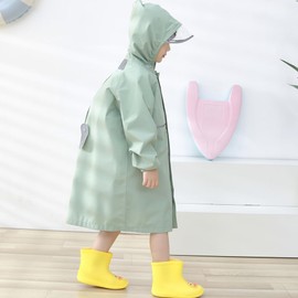 Yolrky Kids Raincoat, Girls, Boys, Backpack, Children's Rainwear, Rain Poncho, Kindergarten, School, Excursions, Rainy Season Protection, green, L