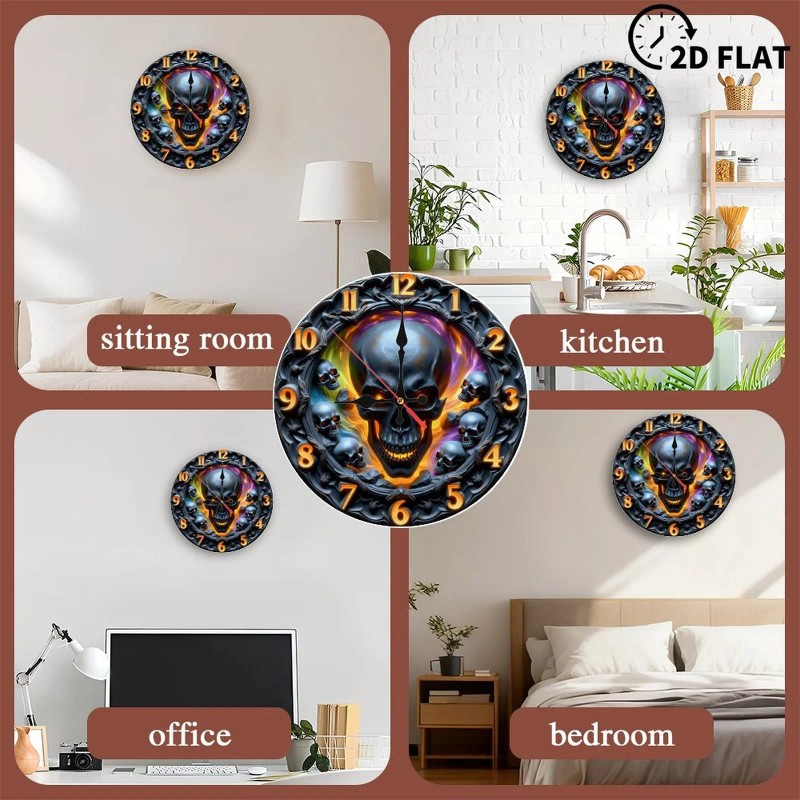 25x25cm Wood Wall Clock that is a Basketball Court with