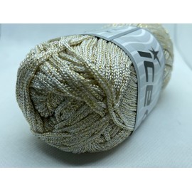 Cream with Gold Metallic Accent Polyester Macrame Cord - 100 grams (3.53 ounces) 160 meters (174 yards)