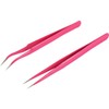 Geviro 2 Pieces Nail Art Tweezers Straight and Curved Tip