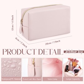 Kigeli 20 Pcs Small PU Leather Makeup Bags Bulk Preppy Cosmetic Bags with Zipper Aesthetic Makeup Pouches for Women Bachelorette Party Gift Travel Storage Organizer (Light Pink)
