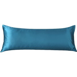 Satin Pillow Case 1 Pack Pillowcase for Hair and Skin Satin Pillow Covers with Envelope Closure (Body 20X54 inch, Teal)