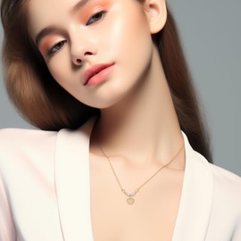 Sonateomber Gold Small Shell Heart Pendant Necklaces for Women Prom Wedding Jewelry Gifts