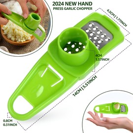 Landkitch-Garlic Grinder-Hand Garlic Grinder-Small Hand Grinder for Garlic-Garlic Slicer-Garlic Mincer-2025 New Hand Press Garlic Chopper-Garlic Press Hand Specialty Tools (Green)