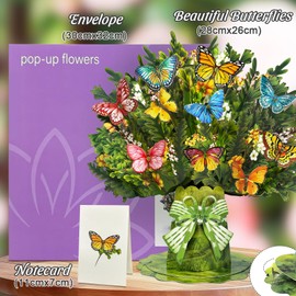 Happivue 3D Pop Up Birthday Cards for Women, Large 12 Inch Life Sized Forever Butterfly Happy Birthday Cards for Mum, Sister, Daughter, Wife, Pop Up Card for Thinking of You, Thank You, Get Well Soon