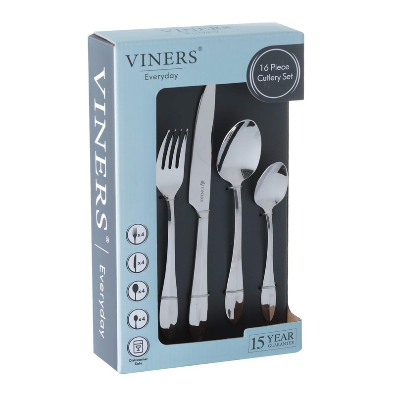 Viners Everyday Breeze 16 Piece 18/0 Silver Stainless Steel Cutlery
