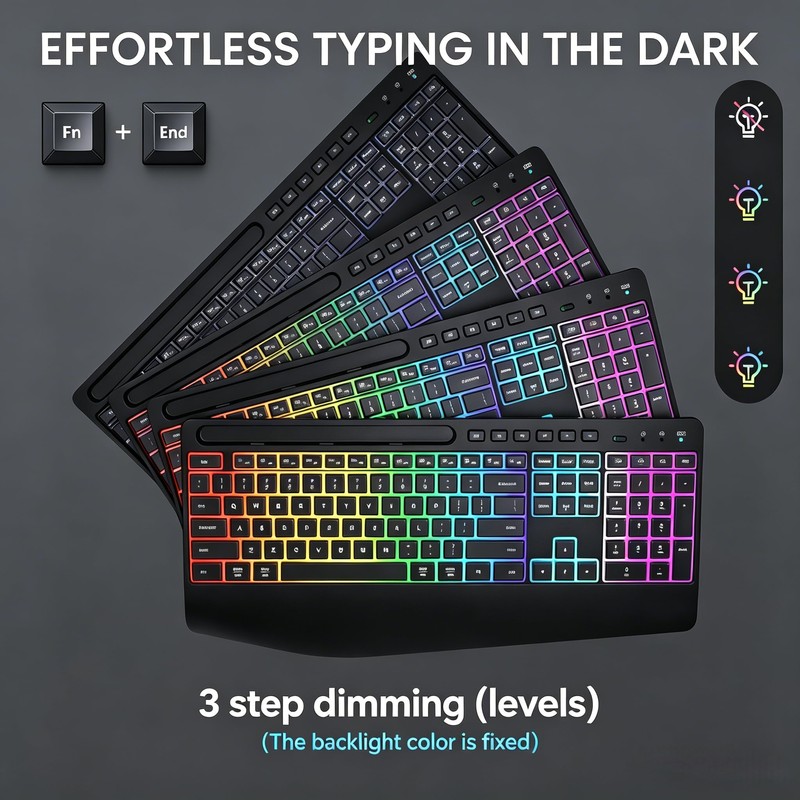 LIZRROT Wireless Keyboard and Mouse Combo - RGB Backlit, 2.4G