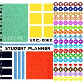 2021 - 2022 Student Academic Planner Calendar - School College Weekly / Monthly Agenda - Appointment Book Organizer - (Spiral Bound) + 100 Reminder Stickers v1
