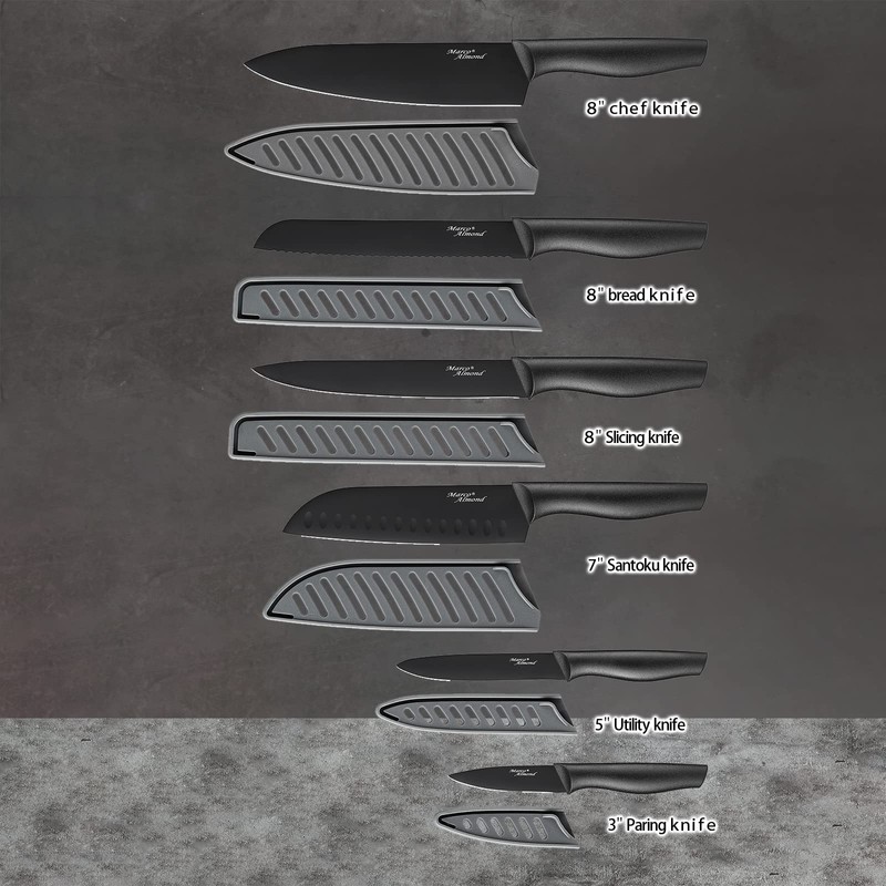 Kitchen Knife Set, KYA38 12-Piece Kitchen Knives Set with Covers,