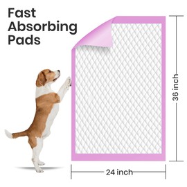 FPN Dog and Puppy Pink Pee Pads | Wee Wee Pads for Dogs | with Leak-Proof Quick-Dry Design for Potty Training, Standard Absorbency (24x36 Inches (Extra Large), 300)