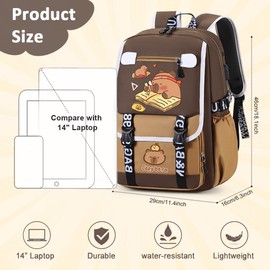 FCXVXCL Capybara Kids Backpacks,Primary Backpack Student School Bag 3D Printed Large Capacity Cartoon Kid Rucksack Student Travel Backpacks Gift for Kids Boys Girls 29 * 16 * 46CM