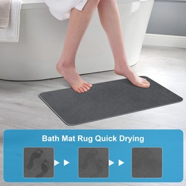 TECBOT Bathroom Rugs - Gray Memory Foam Bath Rugs for Bathroom Floor, Tub, Shower, Toilet and Decor, Extra Soft & Thick,Non Slip, Fast Absorbent,Quick Dry,Machine Washable, 24''x16''