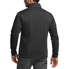 CQR Men's Thermal Fleece Quarter Zip Sweater, Outdoor Lightweight Long Sleeve Pullover, Casual Mock Neck Polo Sweaters, Valley Heather Coal Black, 3X-Large