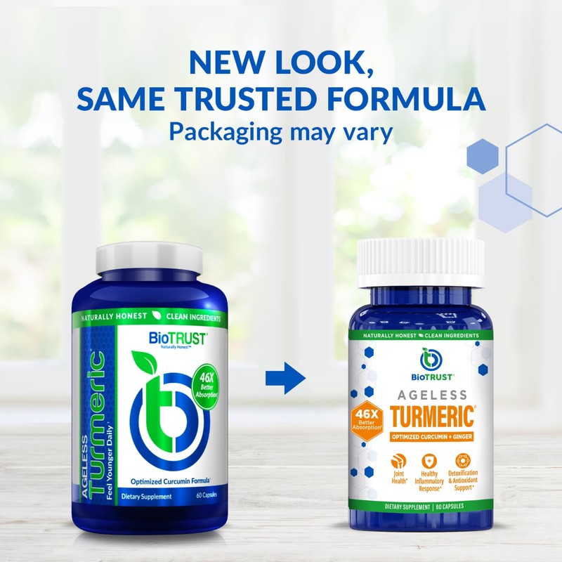 BioTrust Ageless Turmeric Supplement - CurcuWIN Turmeric Curcumin with Ginger