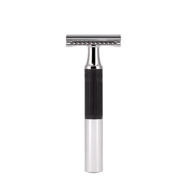 MHLE MHLE NEO Bundle - 4 Piece Set - Safety Razor Chrome-Plated Blades, Cream, After Shave - Closed Comb, Rubber Grip, Black
