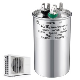 Fiada 45+10 uF±6% 370/440VAC, CBB65B Dual Run Round AC Capacitor, UL Listed Motor Run Capacitor for Air Conditioner Unit Fan Motor Start or Heat Pump or Condenser Straight Cool Part Replacements