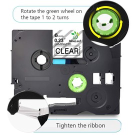 NineLeaf 2 Pack Black on Clear Labeling Tape Compatible for Brother TZe111 TZ-111 TZ111 Laminated Label Tape Cartridge for P-Touch Label Makers & Printers 1/4"x 26.2"(6mm x 8m)