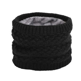 EPEIUS Kids Girls/Boys Winter Knitted Infinity Scarf Children Warm Soft Polar Fleece Neck Warmer 2 Pairs Pack,Black,One Size