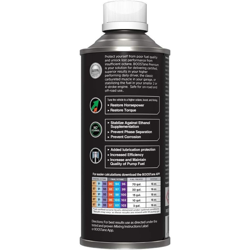BOOSTane Premium Octane Booster 16oz, anti corrosion against ethanol, all