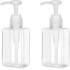 Pump Bottle Dispenser 2 Pack Refillable Flat Square Plastic Lotion