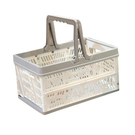 SUPVOX Foldable Basket Plastic Shopping Basket Vegetable Storage Fruit Organizer Collapsible Grey