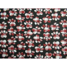 Christmas Heart Dog Cat Paw Prints Red & White Plaid Fat Quarter Cotton Fabric