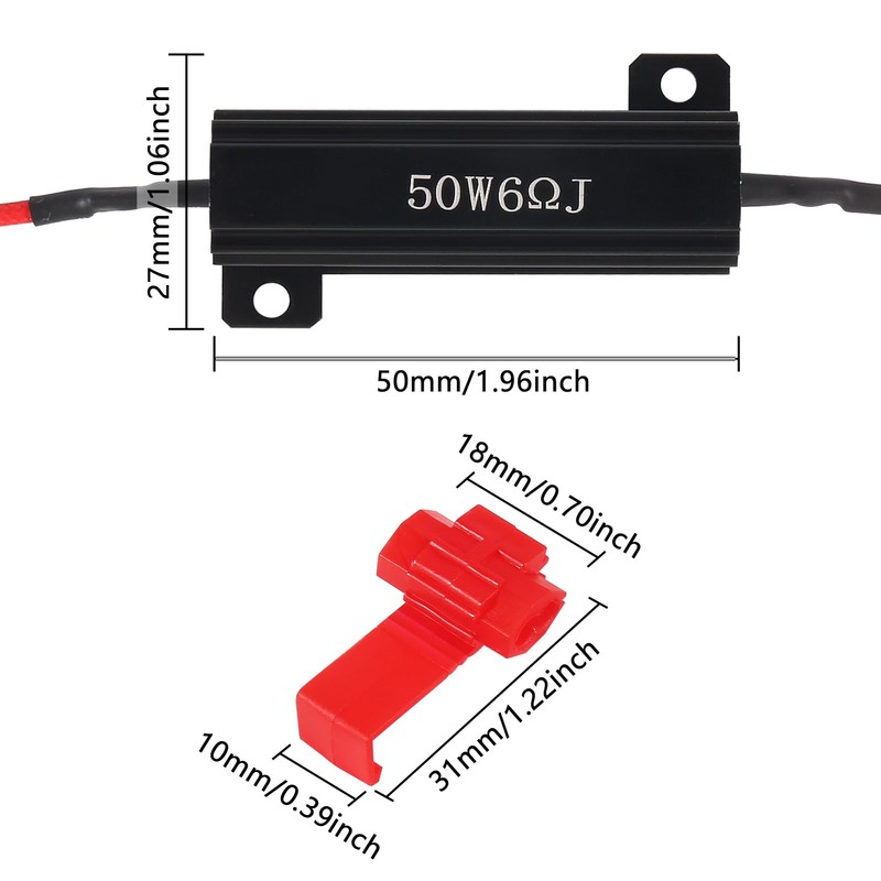 2Pcs 50W 6Ohm Load Resistor Turn Signal Blink LED Fix