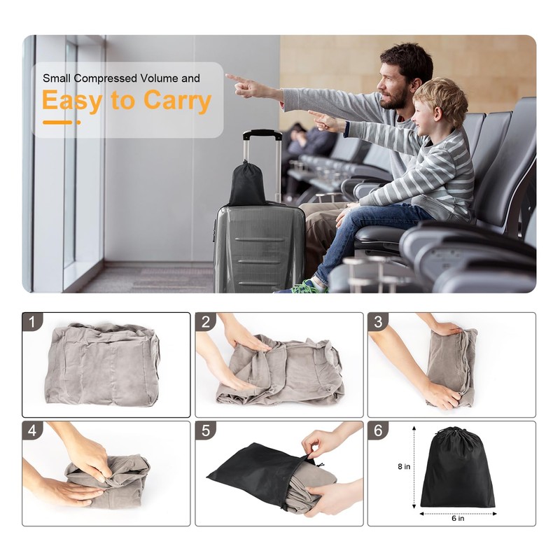 Inflatable Travel Foot Rest Pillow, Kids Airplane Bed, Adjustable Height