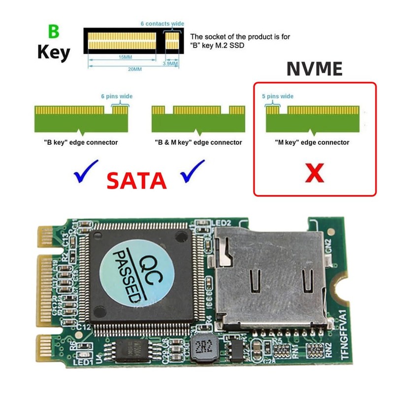 NFHK 22x42mm M.2 NGFF B-Key to Micro SD T-Flash TF