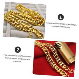 SAFIGLE 2pcs Mens Golden Hip-hop Necklace Chain Men Decorative Male Jewelries 60cm