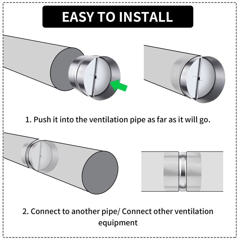 4 Inch Backdraft Damper Back Draft Vent Duct Shutter Blocker,