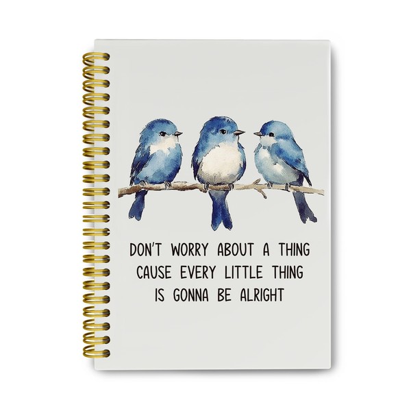 THDSE Watercolor Blue Birds Motivational Journaling Notebooks, Positive Quotes Spiral