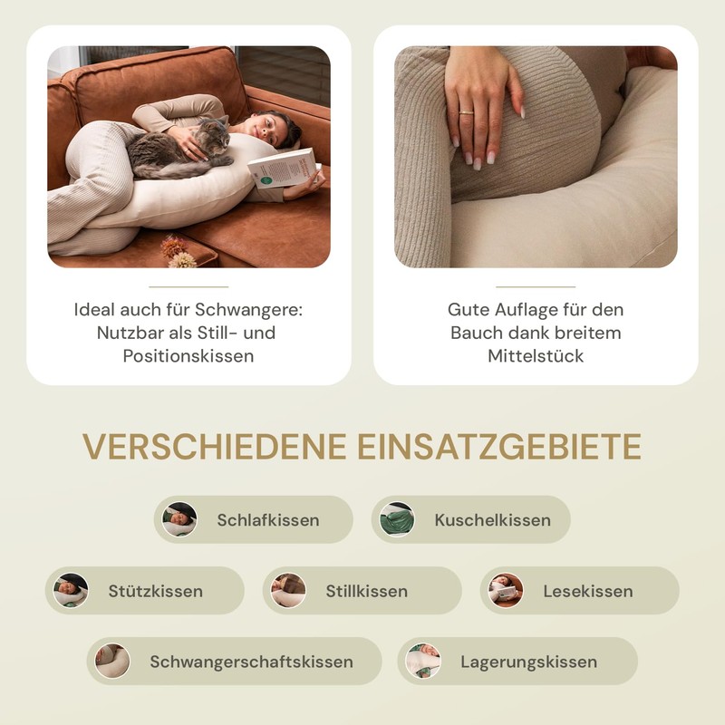Opanoli® Side Sleeper Pillow Cover Beige 100% Cotton - Body