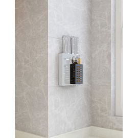 Kitidy Wall-mounted Rust Resistant Utensil Rack, Stainless Steel, 4in x 2in x 5in, Holds 20 forks and spoons or 35 pairs of chopsticks