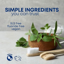 Kiss My Face Triple Action Toothpaste Gel, Herbal Mint Flavor, Removes Plaque, Whitens Teeth, Prevents Tartar, with Tea Tree Oil and Aloe, Fluoride Free, Vegan, 4.5 oz, 6 Pack