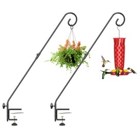 iBorn Deck Hook for Bird Feeder, Hummingbird Feeder Hanger for Deck Railing, Heavy Duty Deck Hanger for Outdoors Hanging, 360° Rotatable Arm, Solid Wire, 28 Inch, Pack of 2
