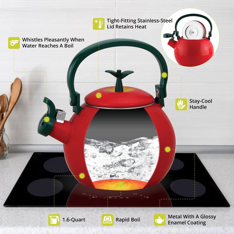 Whistling Tea Kettle for Stove Top Enamel on Steel Teakettle,
